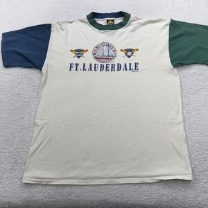 Vintage HL Miller Gold FT Lauderdale Sailing Charter T Shirt XL Mens Made in USA